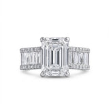 Emerald solitaire, emerald band ring